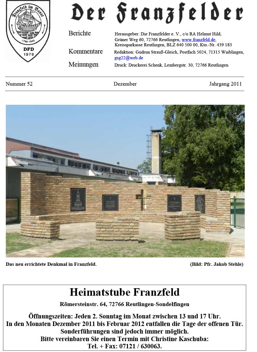 Ausgabe 52 der Franzfelder Zeitung Titelbild
