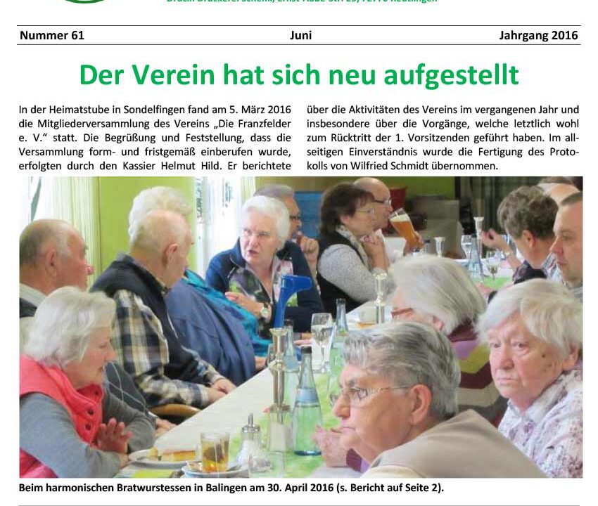 Ausgabe 61 der Franzfelder Zeitung Titelbild