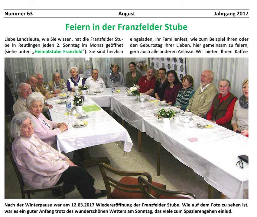 Ausgabe 63 der Franzfelder Zeitung Titelbild
