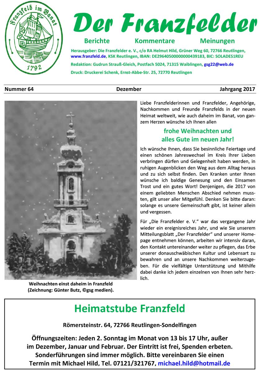 Ausgabe 64 der Franzfelder Zeitung Titelbild