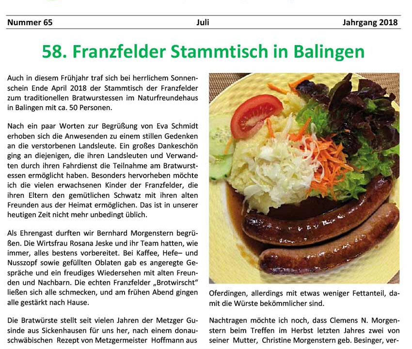 Ausgabe 65 der Franzfelder Zeitung Titelbild
