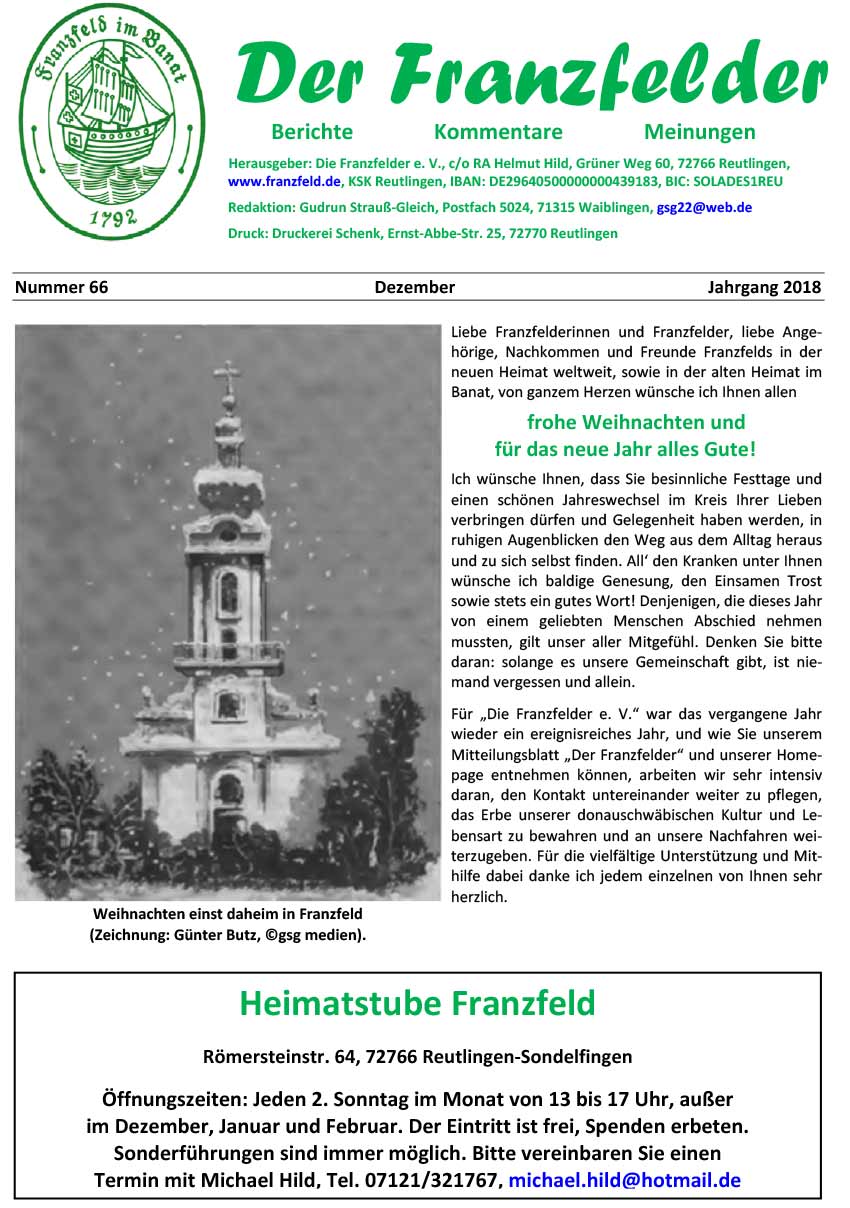 Ausgabe 66 der Franzfelder Zeitung Titelbild