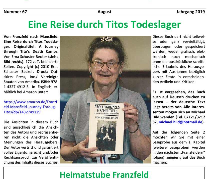 Ausgabe 67 der Franzfelder Zeitung Titelbild