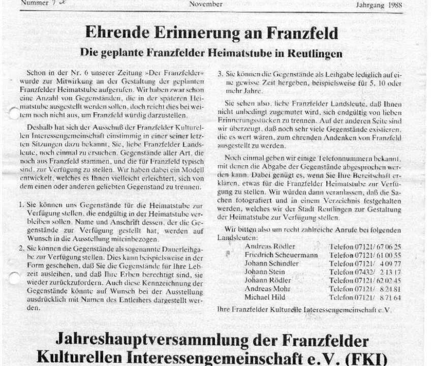 Ausgabe 7 der Franzfelder Zeitung Titelbild
