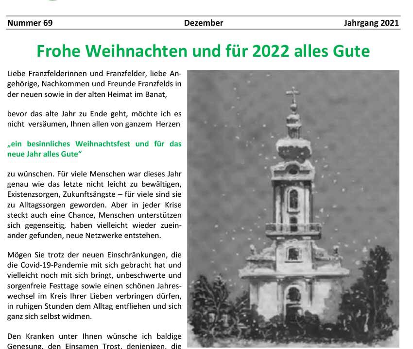 Ausgabe 69 der Franzfelder Zeitung Titelbild