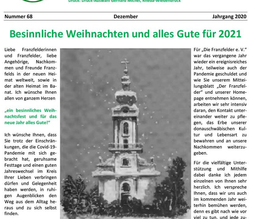 Ausgabe 68 der Franzfelder Zeitung Titelbild