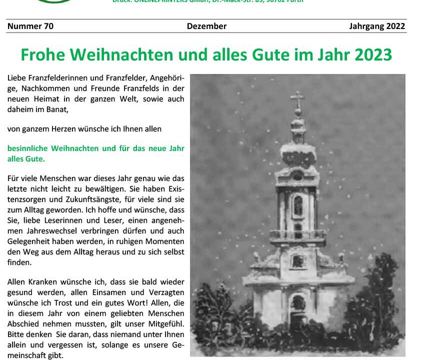 Ausgabe 70 der Franzfelder Zeitung Titelbild