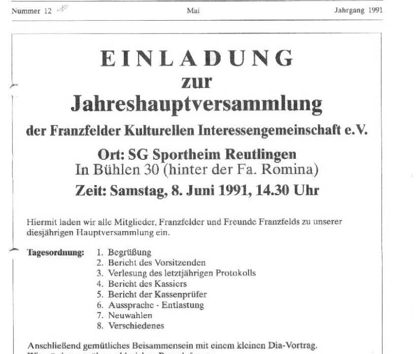 Ausgabe 12 der Franzfelder Zeitung Titelbild