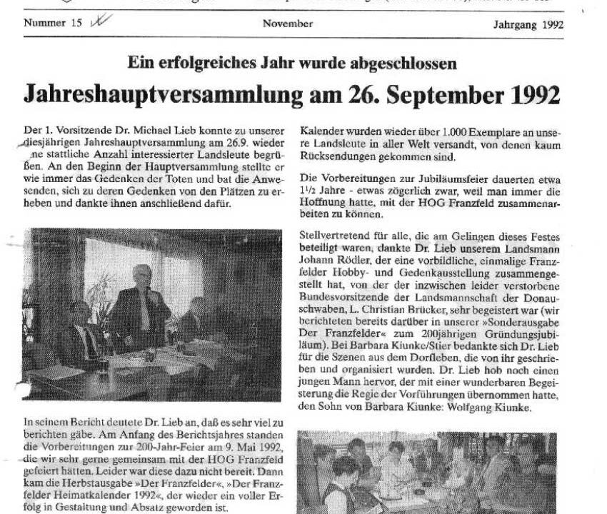 Ausgabe 15 der Franzfelder Zeitung Titelbild
