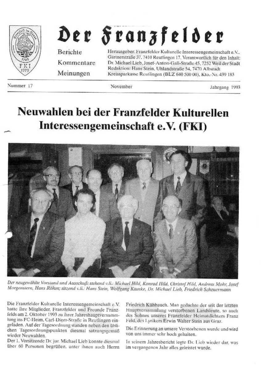 Ausgabe 17 der Franzfelder Zeitung Titelbild