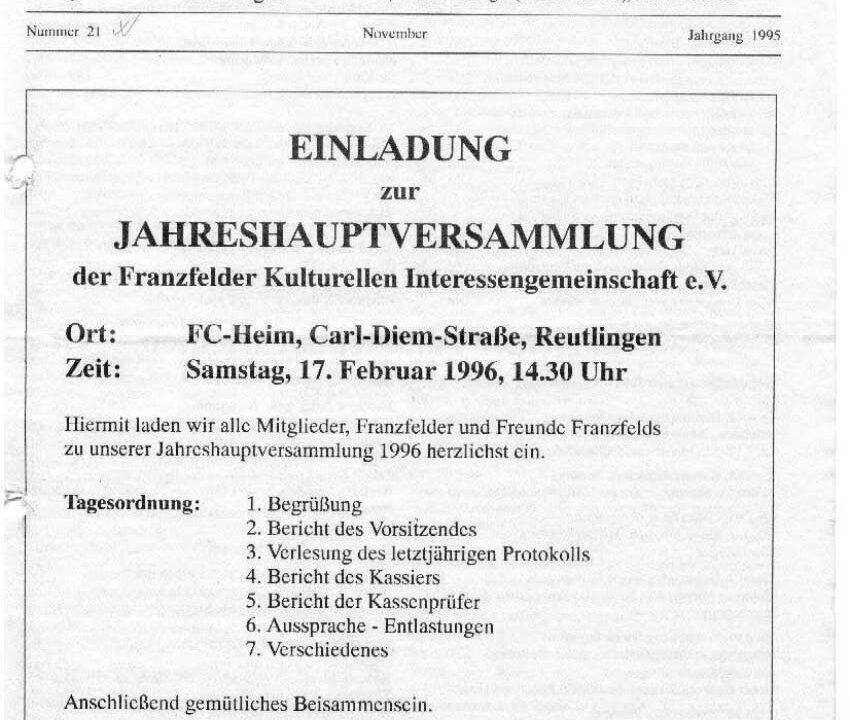 Ausgabe 21 der Franzfelder Zeitung Titelbild