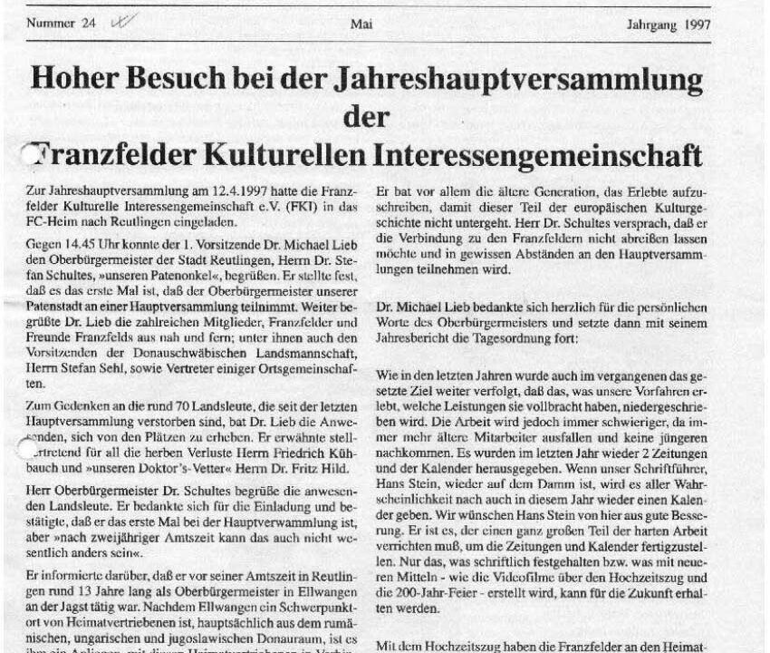 Ausgabe 24 der Franzfelder Zeitung Titelbild