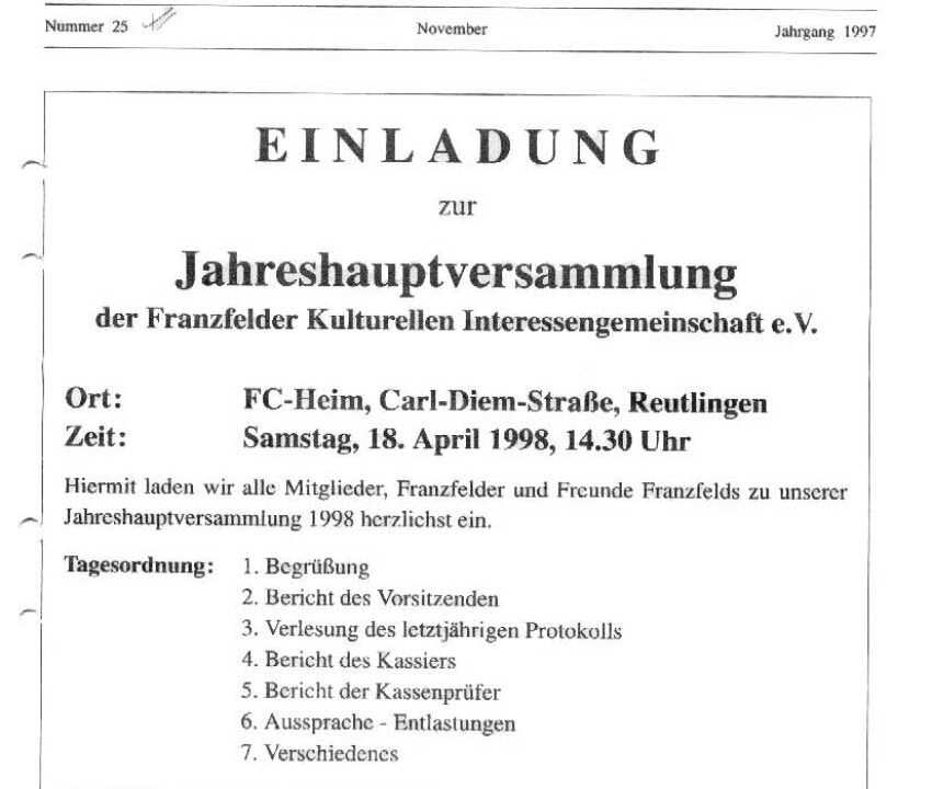 Ausgabe 25 der Franzfelder Zeitung Titelbild