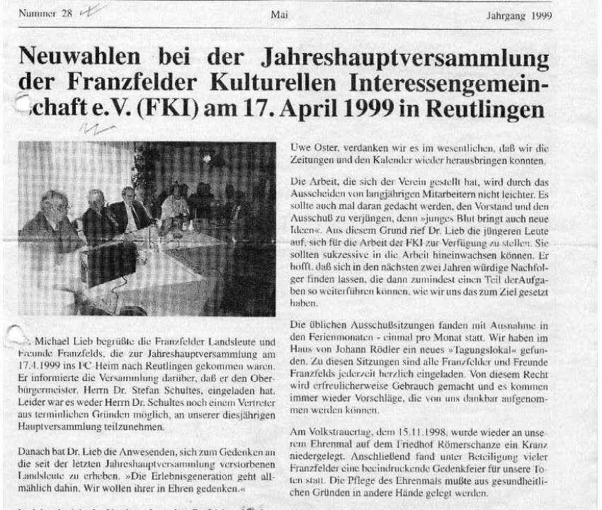 Ausgabe 28 der Franzfelder Zeitung Titelbild