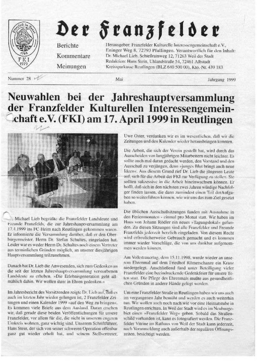 Ausgabe 28 der Franzfelder Zeitung Titelbild