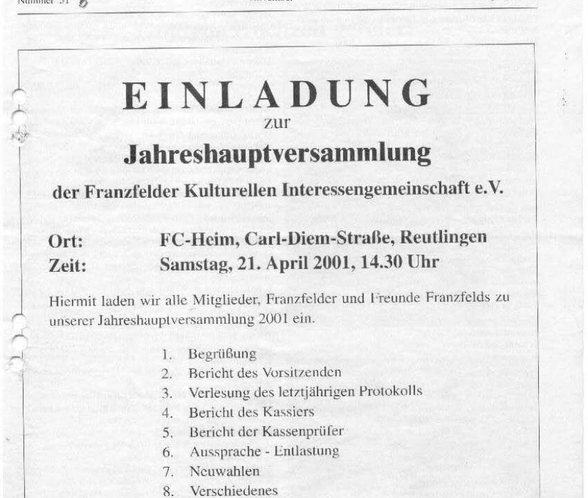 Ausgabe 31b der Franzfelder Zeitung Titelbild