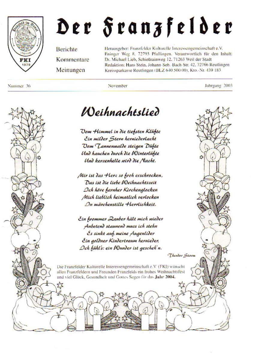 Ausgabe 36 der Franzfelder Zeitung Titelbild