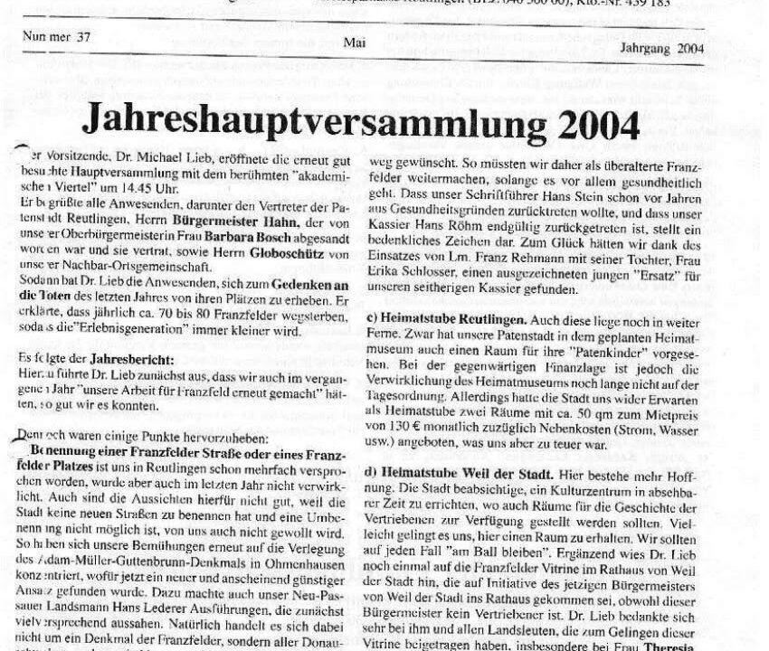 Ausgabe 37 der Franzfelder Zeitung Titelbild