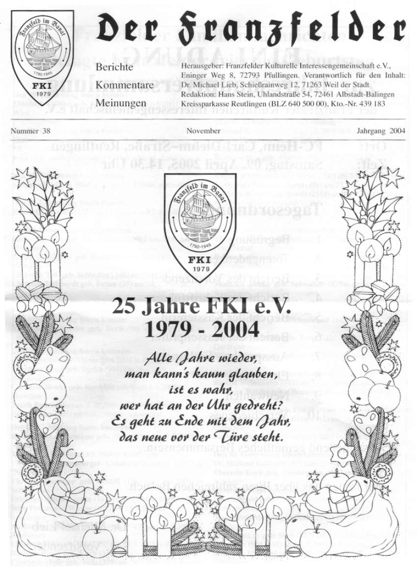 Ausgabe 38 der Franzfelder Zeitung Titelbild