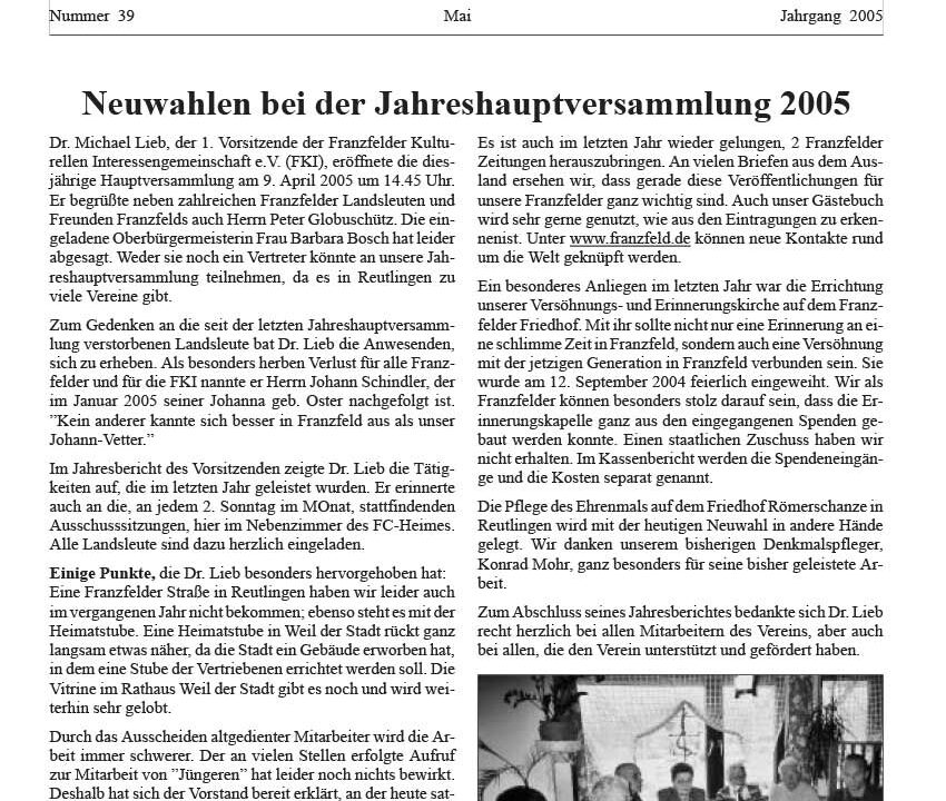 Ausgabe 39 der Franzfelder Zeitung Titelbild