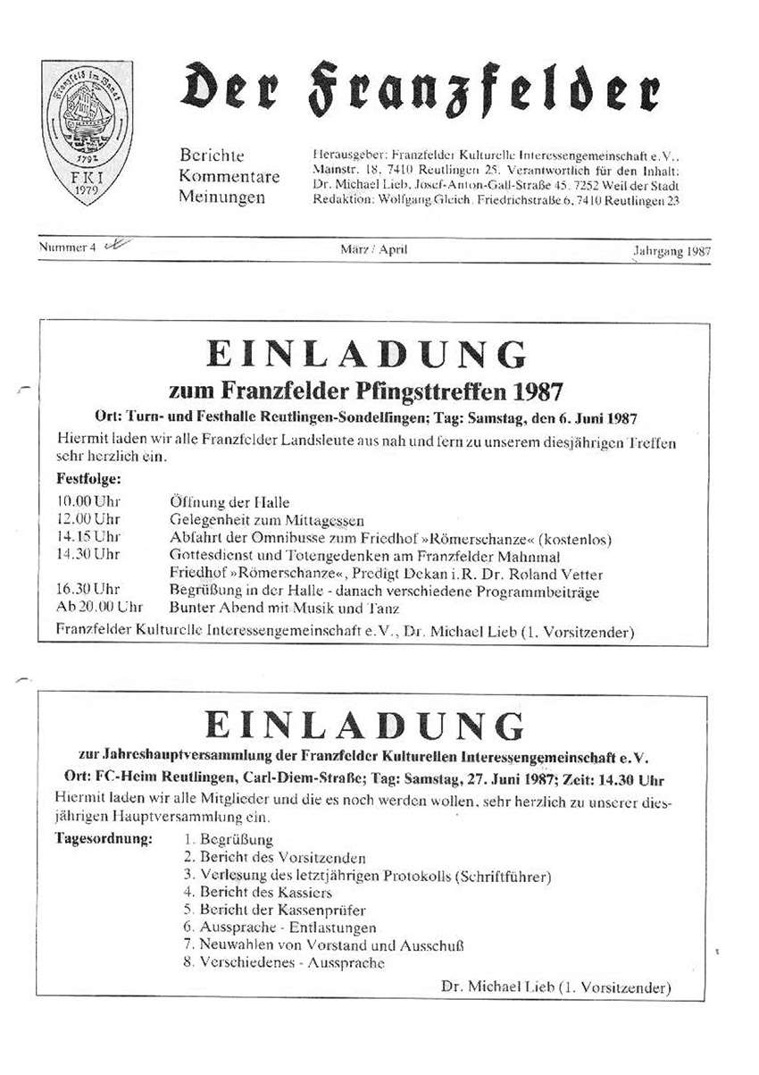 Ausgabe 4 der Franzfelder Zeitung Titel
