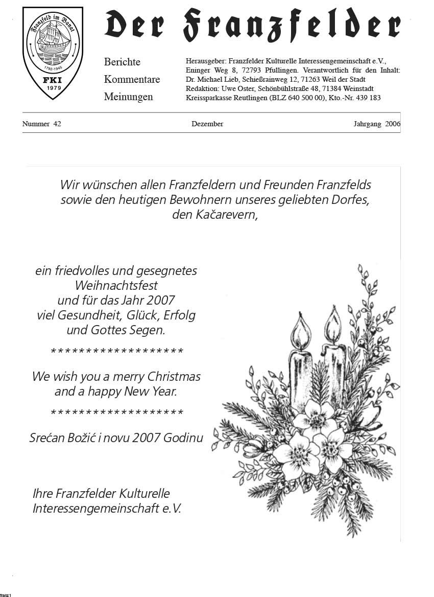 Ausgabe 42 der Franzfelder Zeitung Titelbild