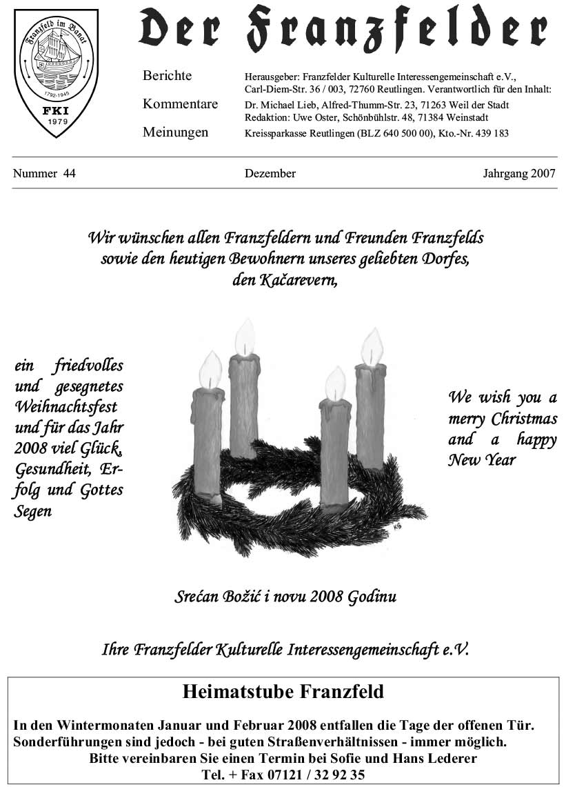 Ausgabe 44 der Franzfelder Zeitung Titelbild