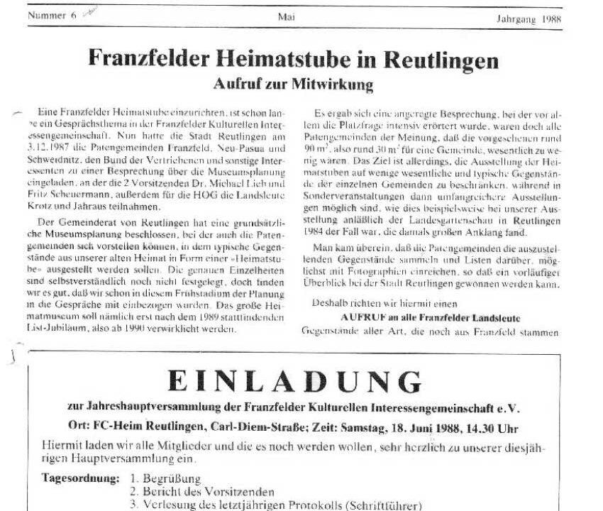 Ausgabe 6 der Franzfelder Zeitung Titelbild