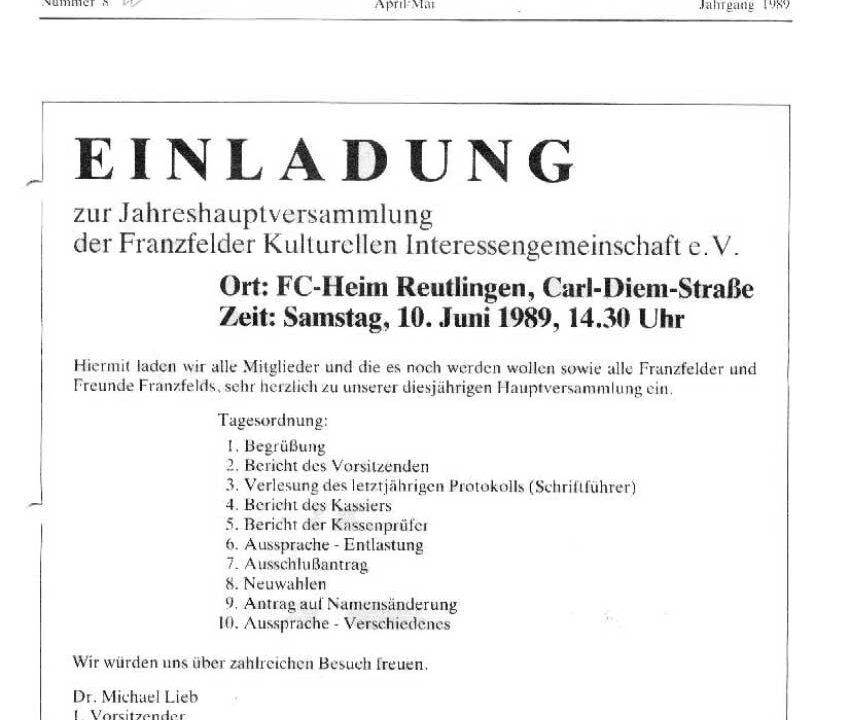 Ausgabe 8 der Franzfelder Zeitung Titelbild