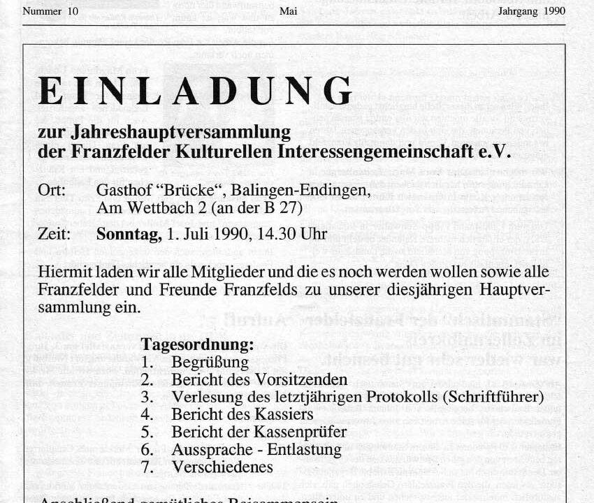 Ausgabe 10 der Franzfelder Zeitung Titelbild
